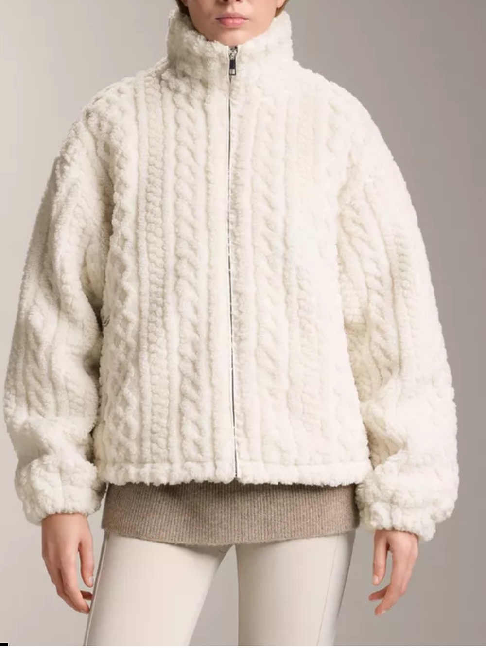 Oysho Cable-knit faux-shearling jacket
